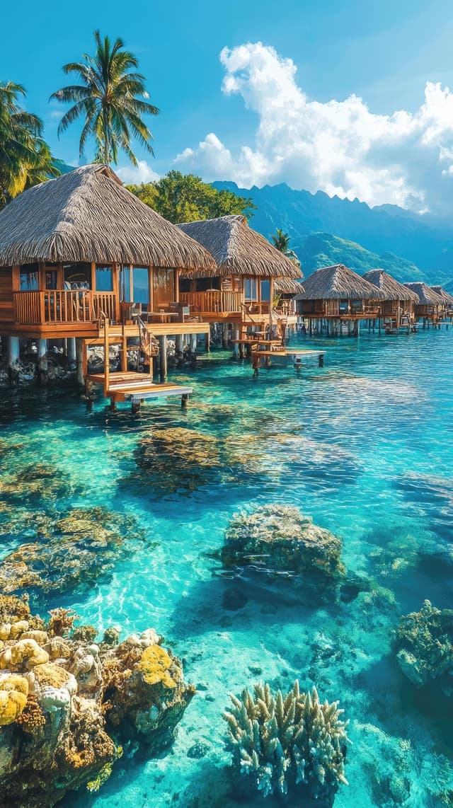 Overwater bungalows shared as a travel memory