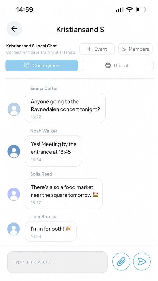 Global Connect — live city chat room